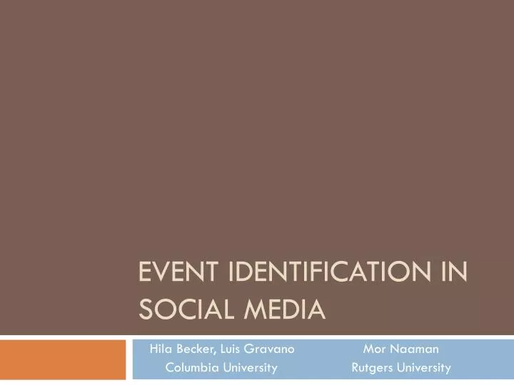 event identification in social media