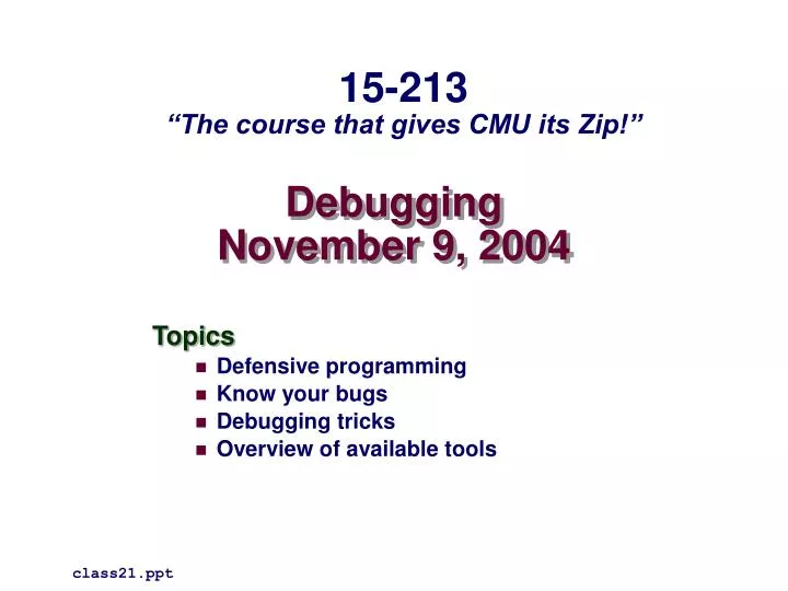 debugging november 9 2004