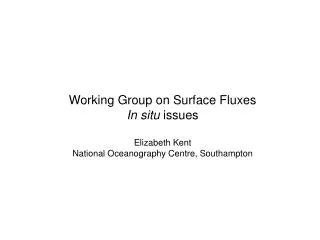 WGSF: in situ issues