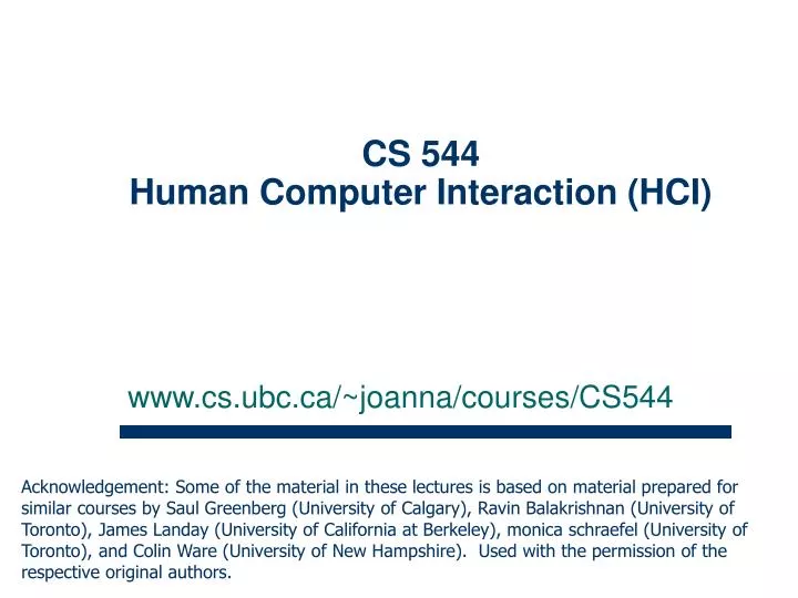 cs 544 human computer interaction hci