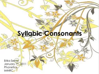 Syllabic Consonants