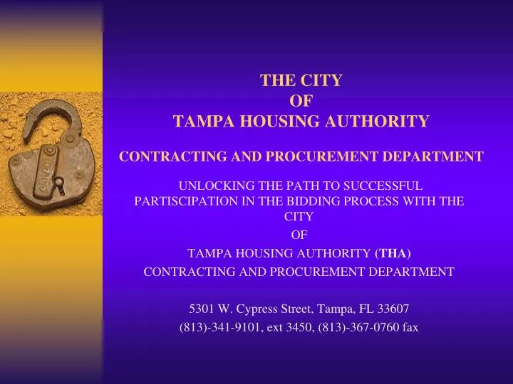 the city of tampa housing authority contracting and procurement department