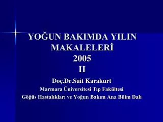 yo un bakimda yilin makaleler 2005 ii