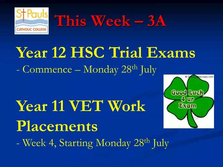 this week 3a