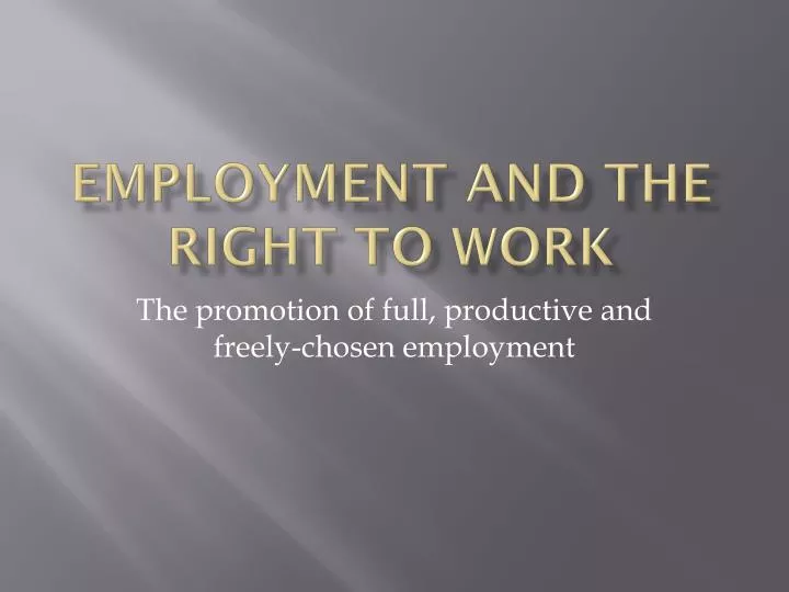 employment and the right to work
