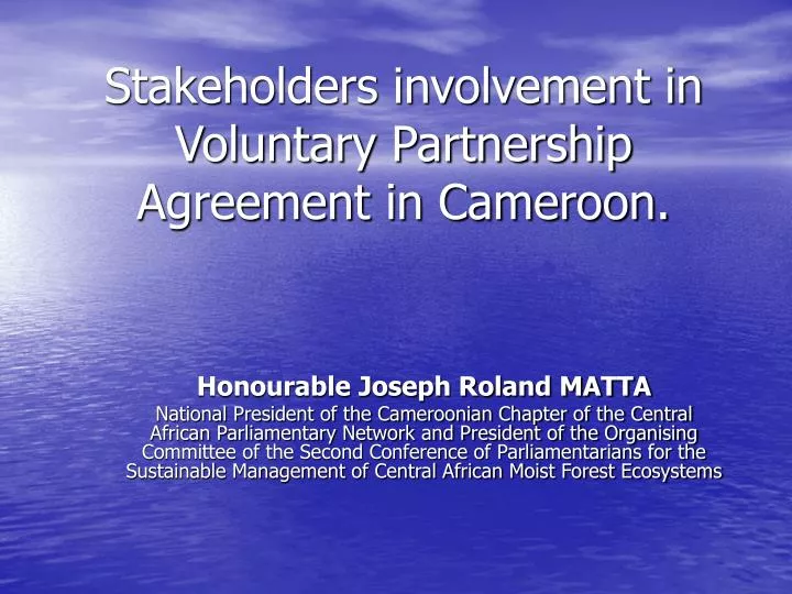 stakeholders involvement in voluntary partnership agreement in cameroon