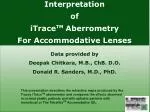 Interpretation of iTrace TM Aberrometry For Accommodative Lenses - slide 1