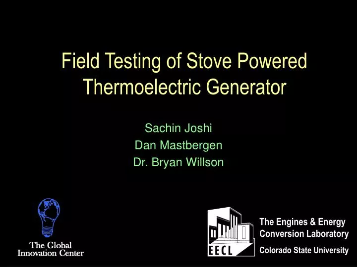 field testing of stove powered thermoelectric generator