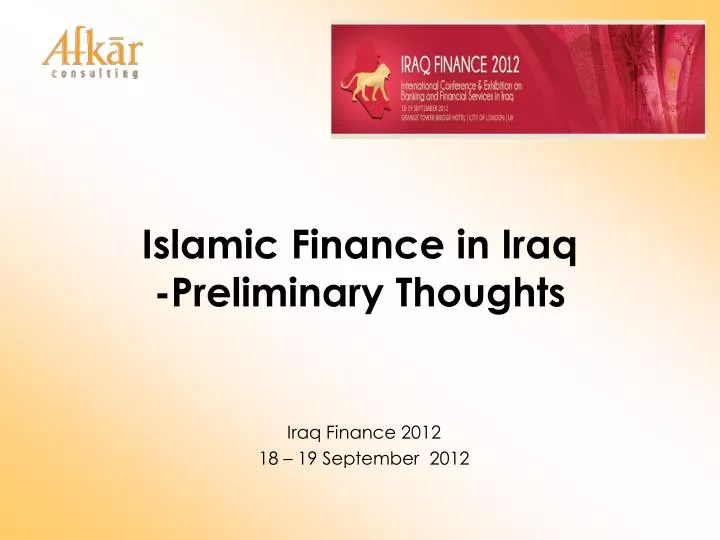 islamic finance in iraq preliminary thoughts