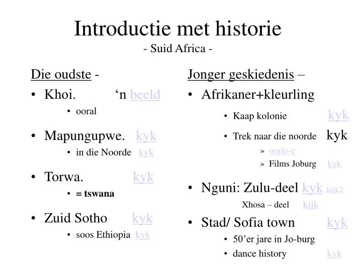 introductie met historie suid africa