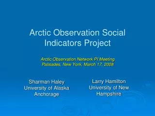 Sharman Haley University of Alaska Anchorage