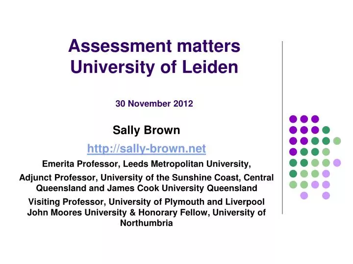 assessment matters university of leiden 30 november 2012