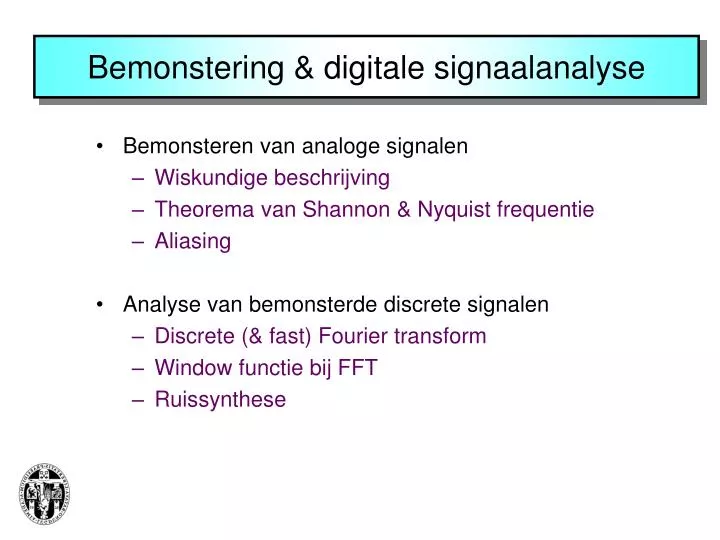 bemonstering digitale signaalanalyse