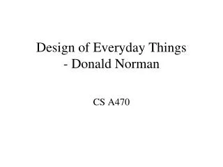 Design of Everyday Things - Donald Norman