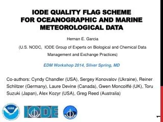 IODE QUALITY flag scheme FOR oceanographic and marine meteorological data