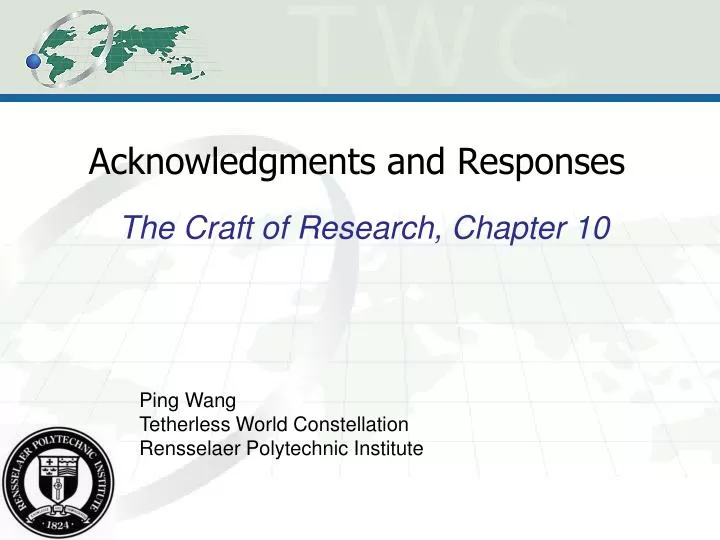 acknowledgments and responses