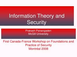 Information Theory and Security