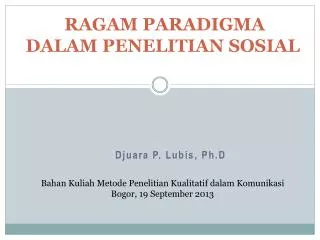 ragam paradigma dalam penelitian sosial