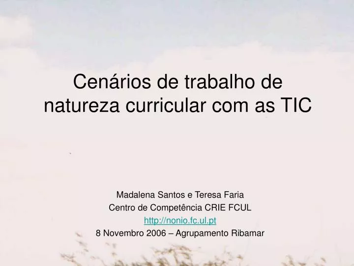 cen rios de trabalho de natureza curricular com as tic