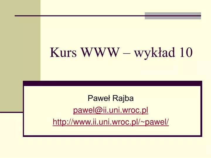 kurs www wyk ad 10