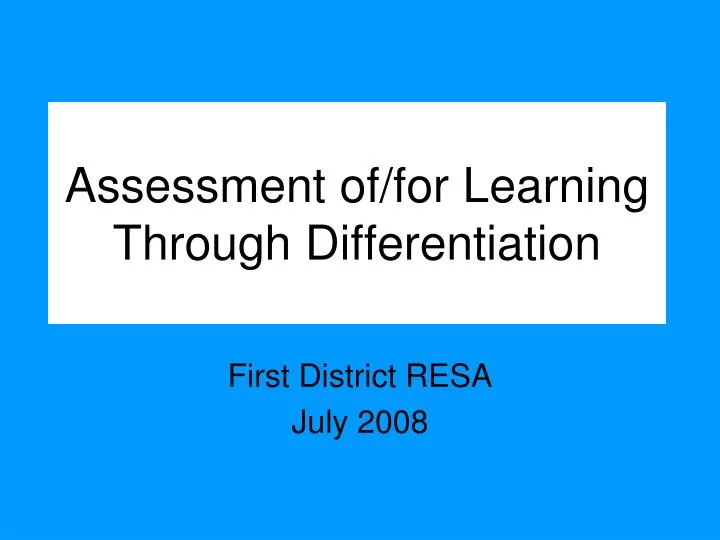 assessment of for learning through differentiation