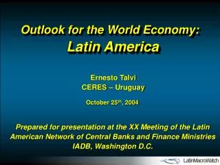 Outlook for the World Economy: Latin America