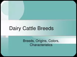 Dairy Cattle Breeds