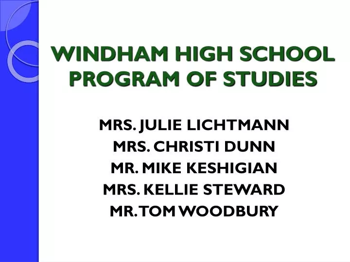windham high school program of studies