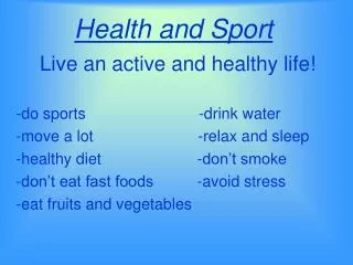 Health and Sport