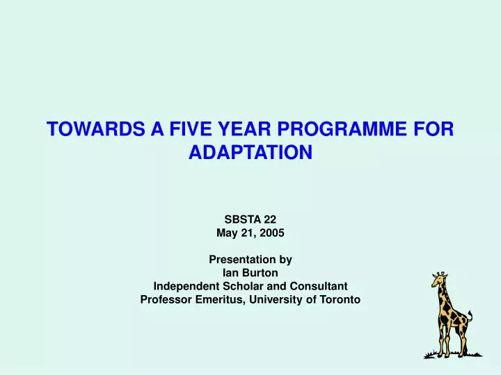 towards a five year programme for adaptation