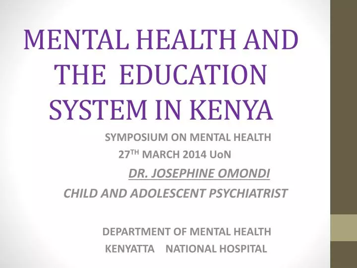 mental health and the education system in kenya