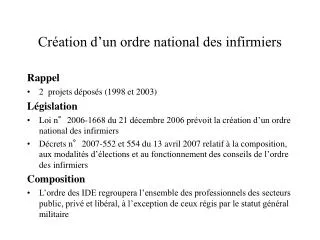 cr ation d un ordre national des infirmiers