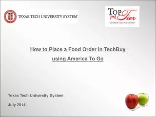 How to Place a Food Order in TechBuy using America To Go