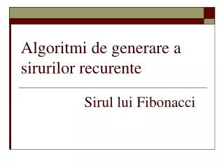 algoritmi de generare a sirurilor recurente