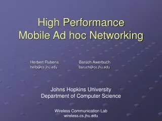 High Performance Mobile Ad hoc Networking
