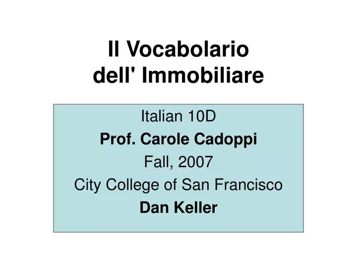 il vocabolario dell immobiliare