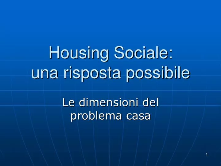 housing sociale una risposta possibile