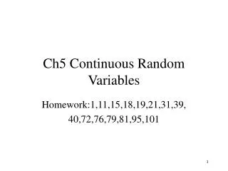 Ch5 Continuous Random Variables