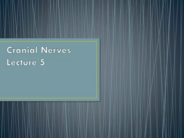 cranial nerves lecture 5