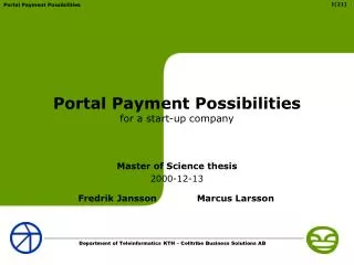 Portal Payment Possibilities for a start-up company