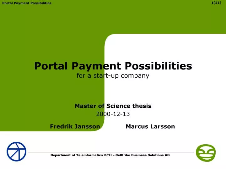 portal payment possibilities for a start up company