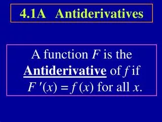 4.1A Antiderivatives