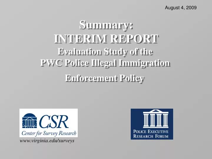 summary interim report evaluation study of the pwc police illegal immigration enforcement policy