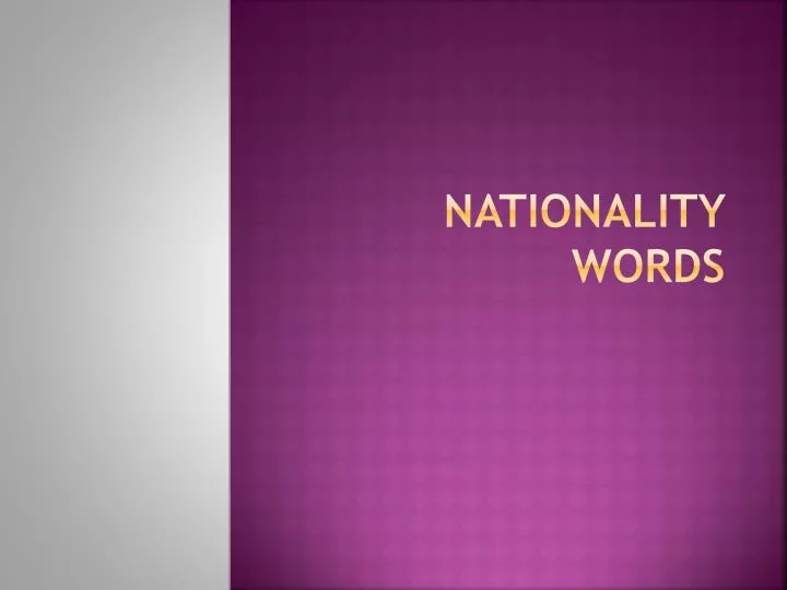 nationality words