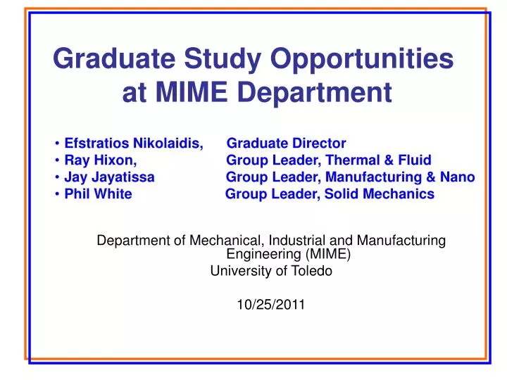 graduate study opportunities at mime department