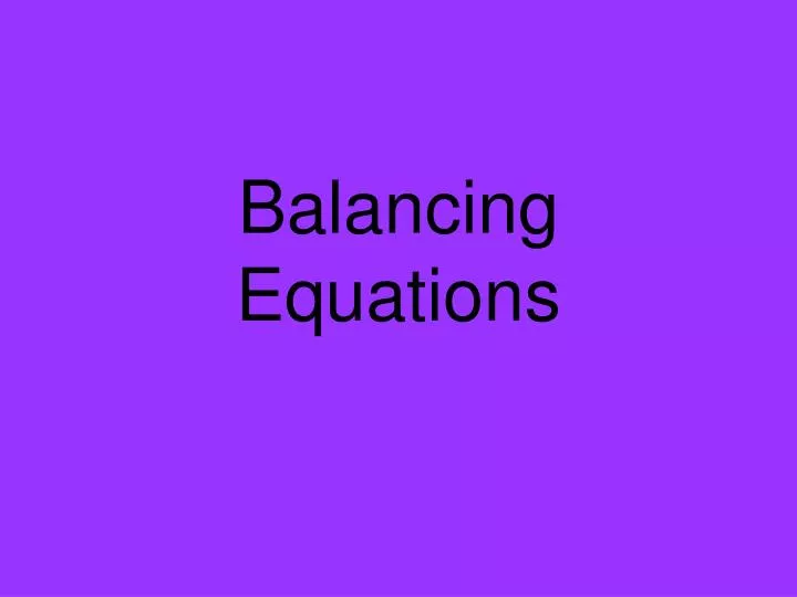 balancing equations