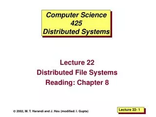 computer science 425 distributed systems