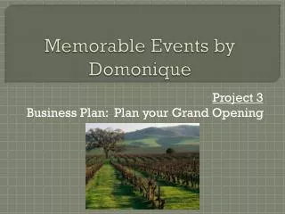 Memorable Events by Domonique