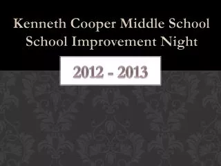 Kenneth Cooper Middle School School Improvement Night