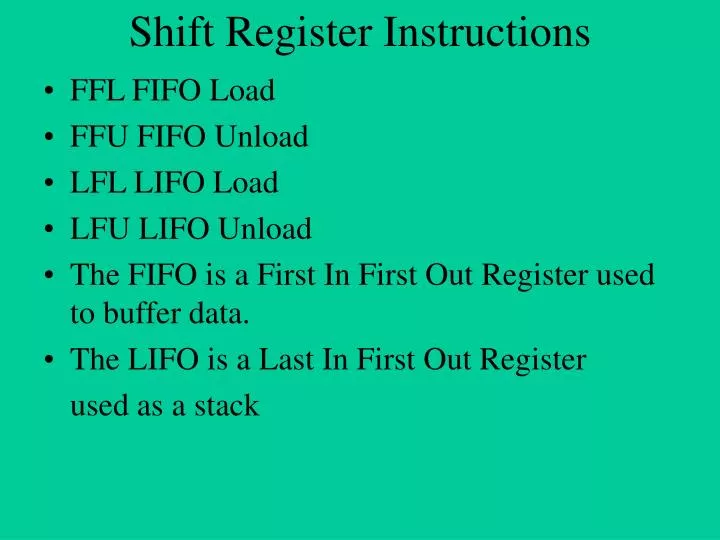 shift register instructions